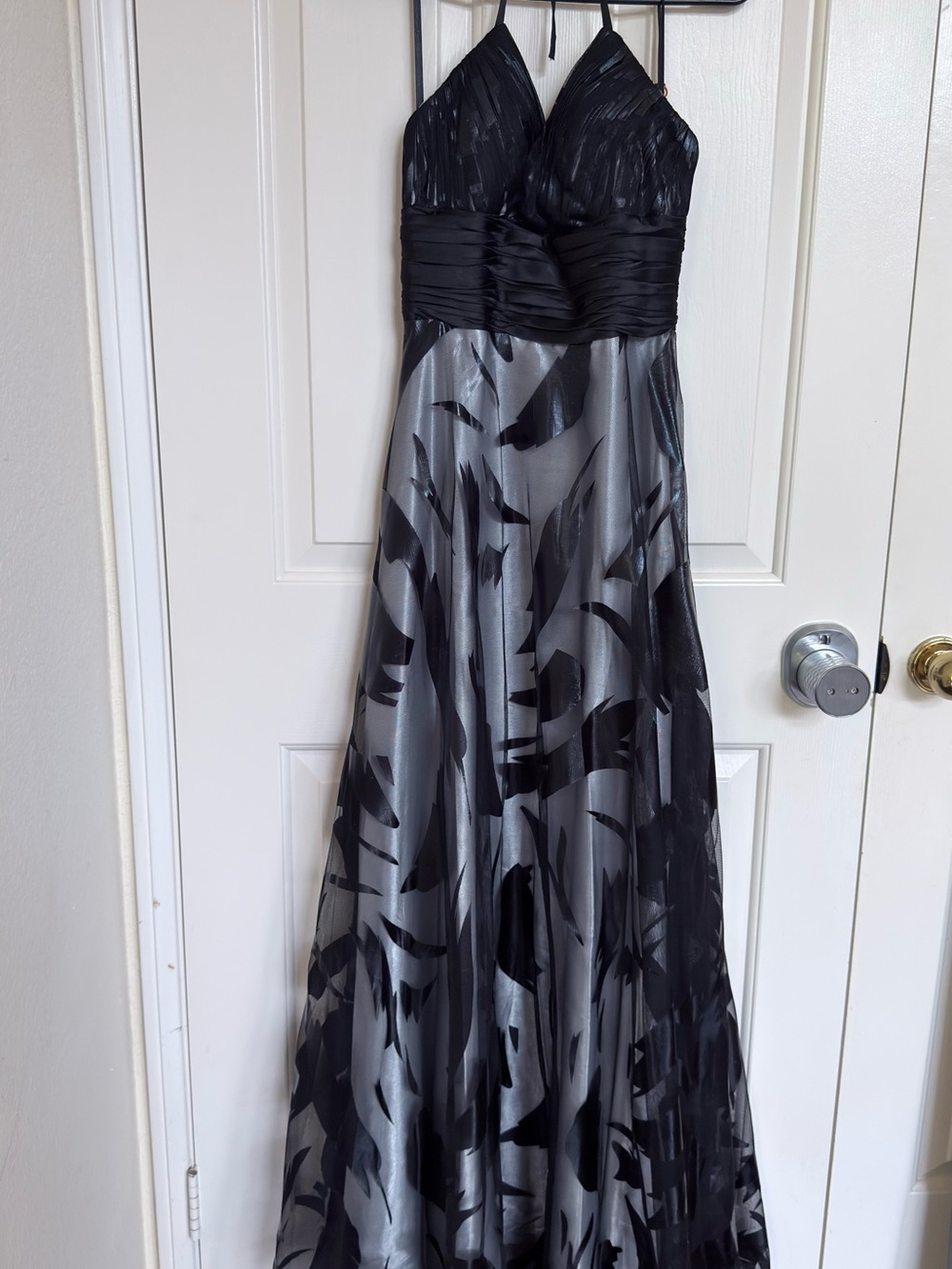 May Queen Black and Silver Halter Gown